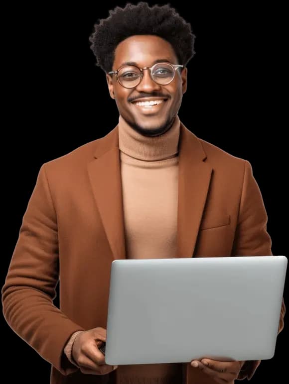 Digital consultant working on a laptop